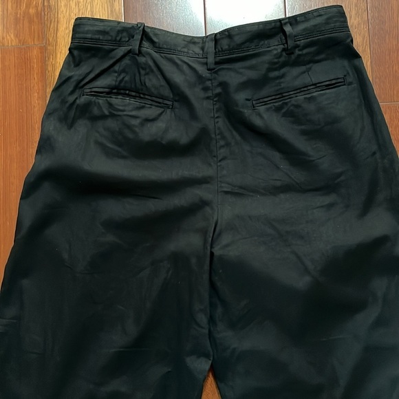 Banana Republic Pleated Wide Leg Linen Cotton Blend Trouser Pant Black 14 Petite - Picture 5 of 12